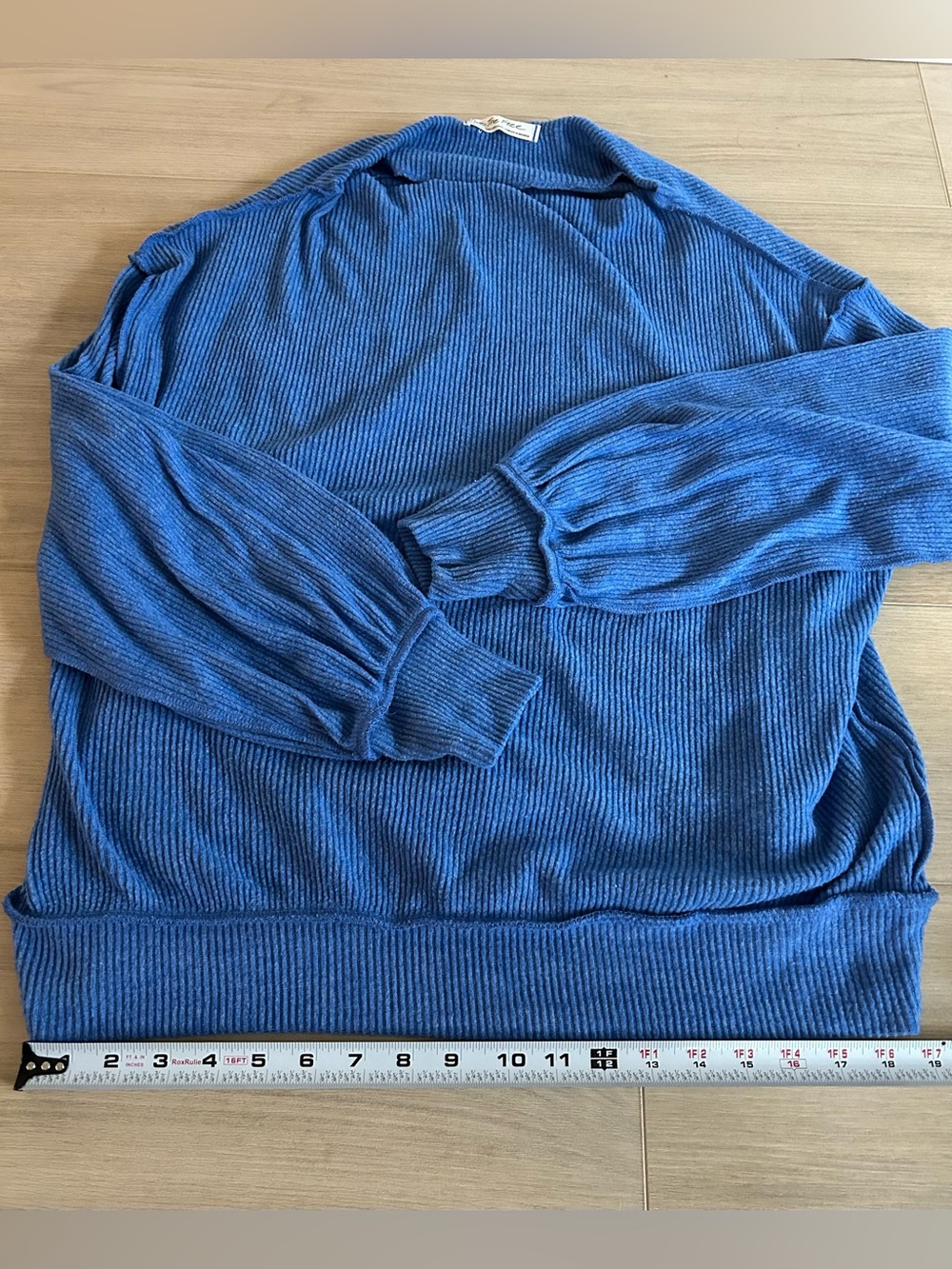 Free People We the Free Blue Long Sleeve Hacci Top - Picture 4 of 8